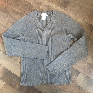 VINTAGE 90’s Jones Ribbed Grey V-Neck Sweater Medium
